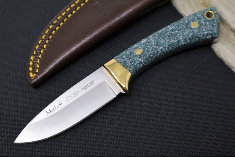 Muela Knives COL-7G Fixed Blade - Green Granite Composite Handle / Stainless Steel MOVA Blade / Leather Sheath