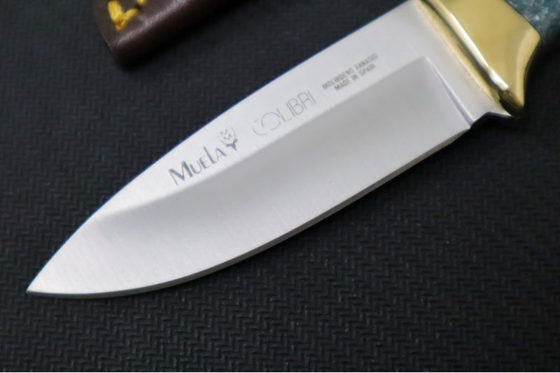 Muela Knives COL-7G Fixed Blade - Green Granite Composite Handle / Stainless Steel MOVA Blade / Leather Sheath - Northwest Knives