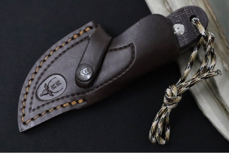 Muela Knives MOUSE-7M Fixed Blade - Brown Jute MIcarta Handle / X50CrMoV15 Stainless Blade / Leather Sheath - Northwest Knives