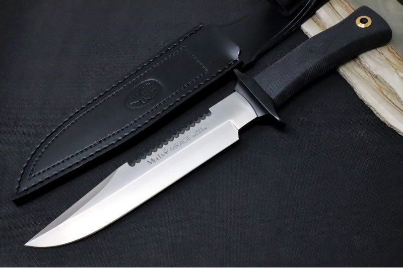 Muela Knives Mirage-20 Fixed Blade - Black Rubber Handle / Satin 440 Stainless Blade / Black Leather Sheath