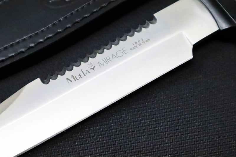 Muela Knives Mirage-20 Fixed Blade - Black Rubber Handle / Satin 440 Stainless Blade / Black Leather Sheath - Northwest Knives