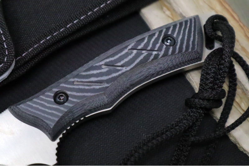 Muela Knives Typhoon-15W Fixed Blade - Black & Grey Micarta Handle / Satin 440 Stainless Blade / Black Cordura Sheath