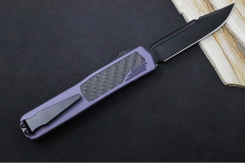 Guardian Tactical Scout OTF - Gray Anodized Aluminum & Black Carbon Fiber Handle / Black Clip Point Blade 142111