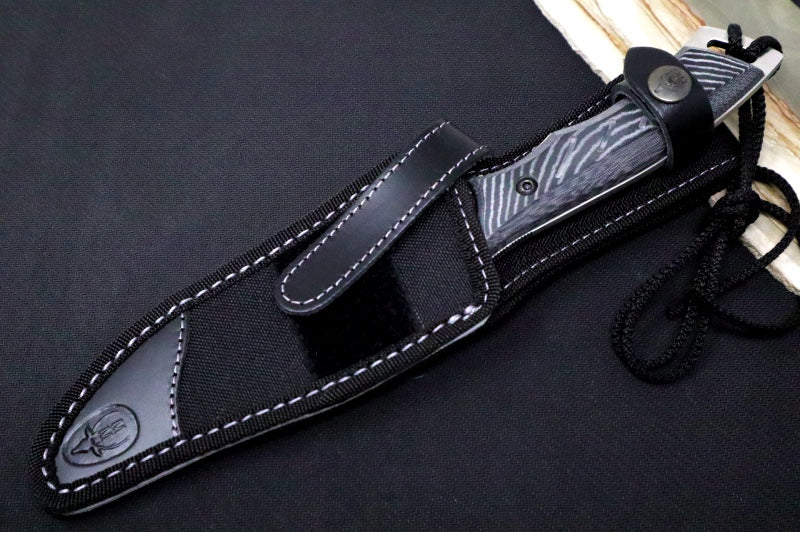 Muela Knives Typhoon-15W Fixed Blade - Black & Grey Micarta Handle / Satin 440 Stainless Blade / Black Cordura Sheath