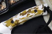 Muela Knives Typhoon-DES Fixed Blade - Desert Camo Rubber Handle / Satin Stainless Blade / Black & Camo Cordura Sheath - Northwest Knives