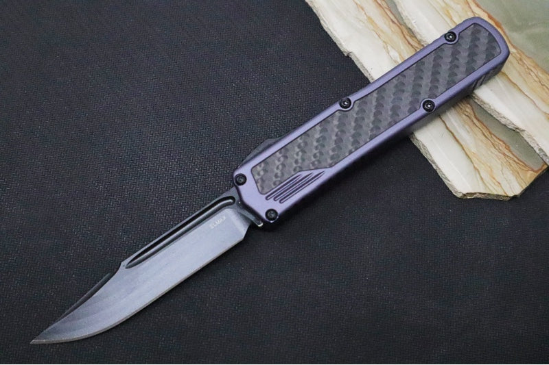 Guardian Tactical Scout OTF - Gray Anodized Aluminum & Black Carbon Fiber Handle / Black Clip Point Blade 142111