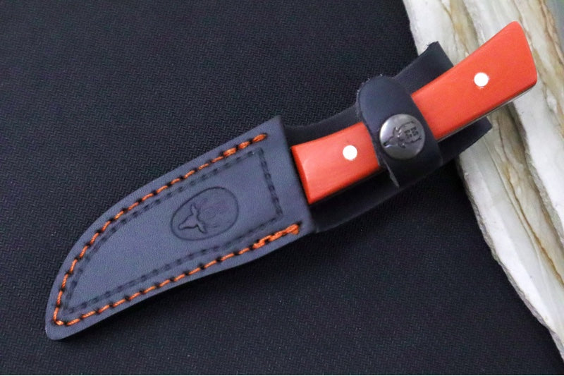 Muela Knives BWE-8.0 Fixed Blade - Bright Orange Micarta Handle / Satin 50CrMoV15 Stainless Blade / Leather Sheath