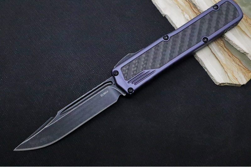 Guardian Tactical Scout OTF - Gray Anodized Aluminum & Black Carbon Fiber Handle / Dark Stonewashed Clip Point Blade 142611