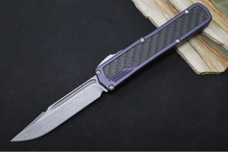 Guardian Tactical Scout OTF - Gray Anodized Aluminum & Black Carbon Fiber Handle / Stonewashed Clip Point Blade 142512 - Northwest Knives