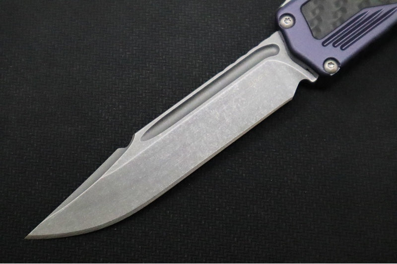 Guardian Tactical Scout OTF - Gray Anodized Aluminum & Black Carbon Fiber Handle / Stonewashed Clip Point Blade 142512