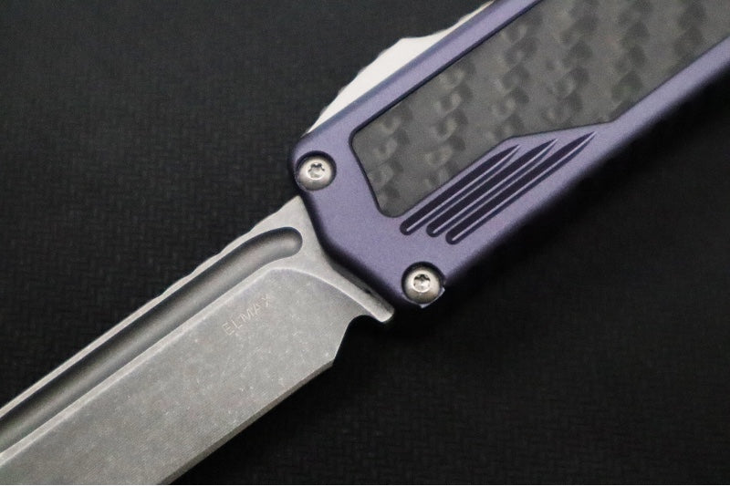 Guardian Tactical Scout OTF - Gray Anodized Aluminum & Black Carbon Fiber Handle / Stonewashed Clip Point Blade 142512