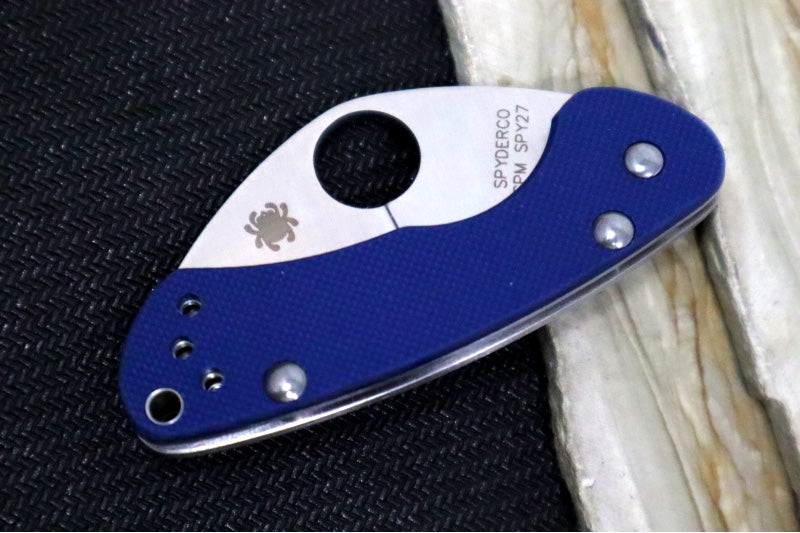 Spyderco Balance SPRINT RUN  - Blue G-10 Handle / CPM-SPY27 Steel / Satin Finish / Downturned Blade C141GPCBL - Northwest Knives