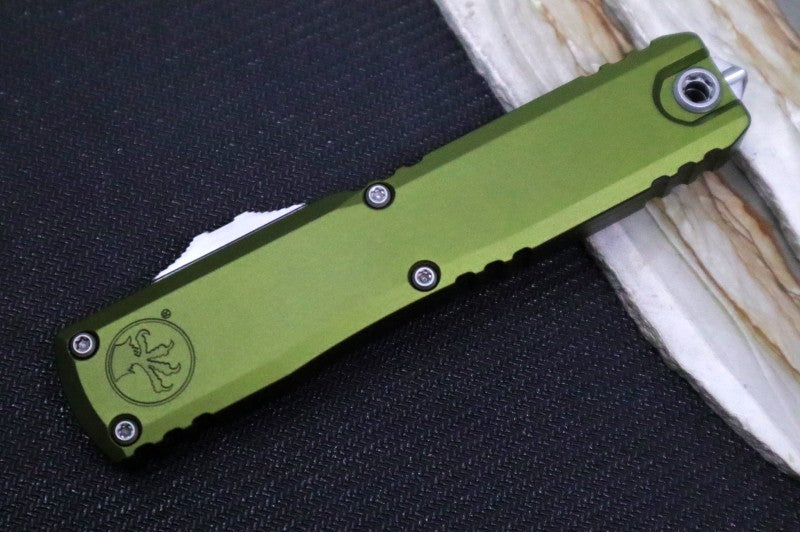 Microtech Ultratech Gen IV OTF - Stonewash Finish / Dagger Blade / OD Green Anodized Aluminum Handle 11224-10OD - Northwest Knives