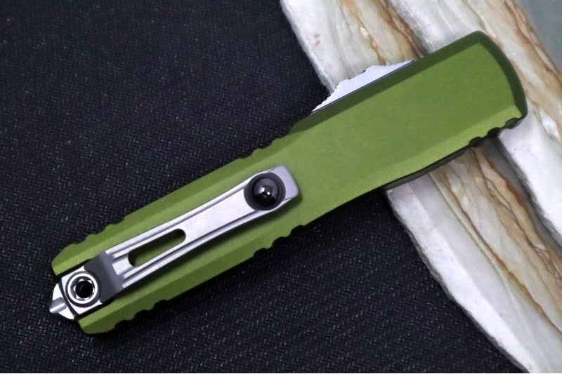 Microtech Ultratech Gen IV OTF - Stonewash Finish / Dagger Blade / OD Green Anodized Aluminum Handle 11224-10OD