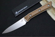 Microtech Paring Knife - M390MK Steel / Stonewashed Finish / Tan G-10 Handle 3500-10CE - Northwest Knives