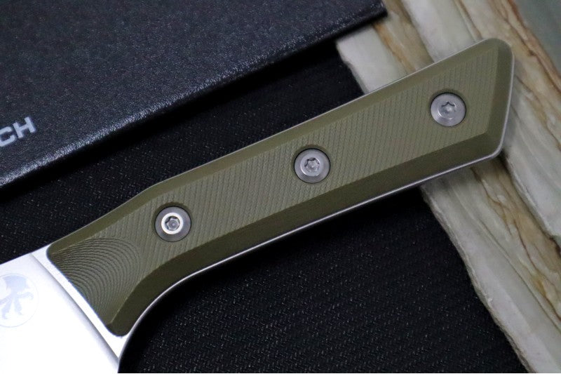 Microtech Santoku Knife - M390MK Steel / Stonewashed Finish / OD Green G-10 Handle 3200-10OD