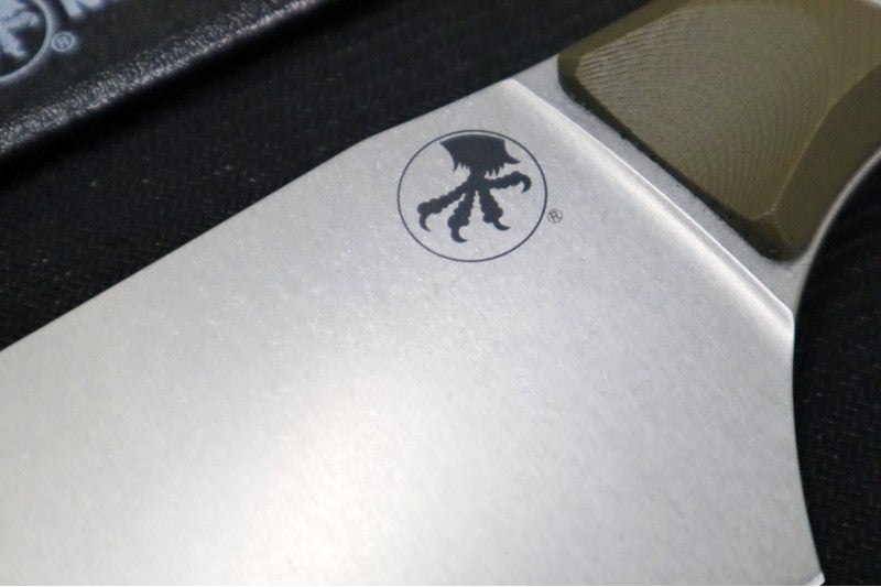 Microtech Santoku Knife - M390MK Steel / Stonewashed Finish / OD Green G-10 Handle 3200-10OD