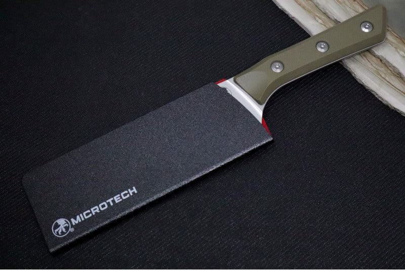 Microtech Santoku Knife - M390MK Steel / Stonewashed Finish / OD Green G-10 Handle 3200-10OD