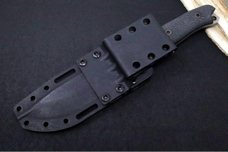 Reiff Knives Vicon Fixed Blade - Black Canvas Micarta Handle / CPM-Magnacut Steel / Stonewashed Clip Point Blade / Black Kydex Sheath