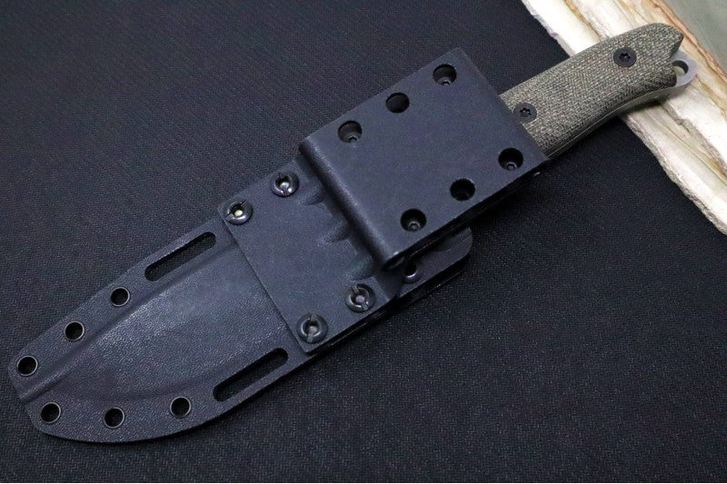 Reiff Knives Vicon Fixed Blade - Green Canvas Micarta Handle / CPM-Magnacut Steel / Stonewashed Clip Point Blade / Black Kydex Sheath