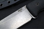 Reiff Knives F5 GEN2 Fixed Blade - Black Canvas Micarta Handle / CPM-Magnacut Steel / Stonewashed Drop Point Blade / Black Kydex Sheath - Northwest Knives