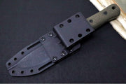 Reiff Knives F5 GEN2 Fixed Blade - Green Canvas Micarta Handle / CPM-Magnacut Steel / Stonewashed Drop Point Blade / Black Kydex Sheath - Northwest Knives