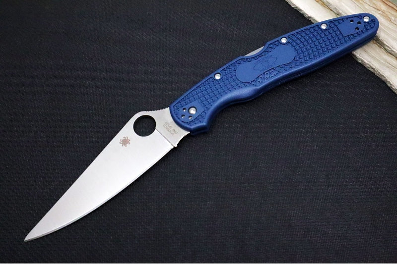 Spyderco Police 4 Lightweight Lockback - Blue Fiberglass Reinforced Nylon Handle / CPM-SPY27 Steel / Satin Finish C07PCBL4