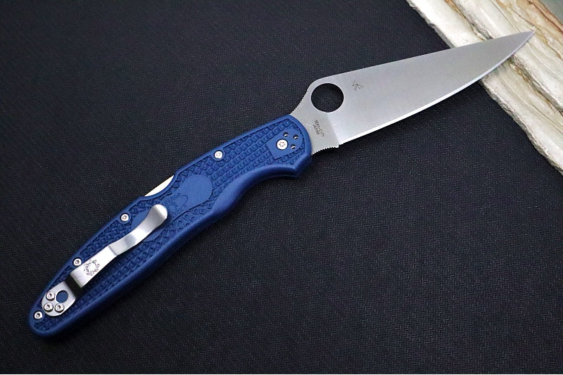 Spyderco Police 4 Lightweight Lockback - Blue Fiberglass Reinforced Nylon Handle / CPM-SPY27 Steel / Satin Finish C07PCBL4 - Northwest Knives