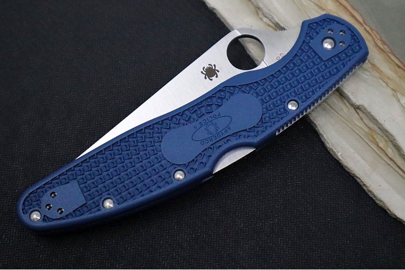 Spyderco Police 4 Lightweight Lockback - Blue Fiberglass Reinforced Nylon Handle / CPM-SPY27 Steel / Satin Finish C07PCBL4