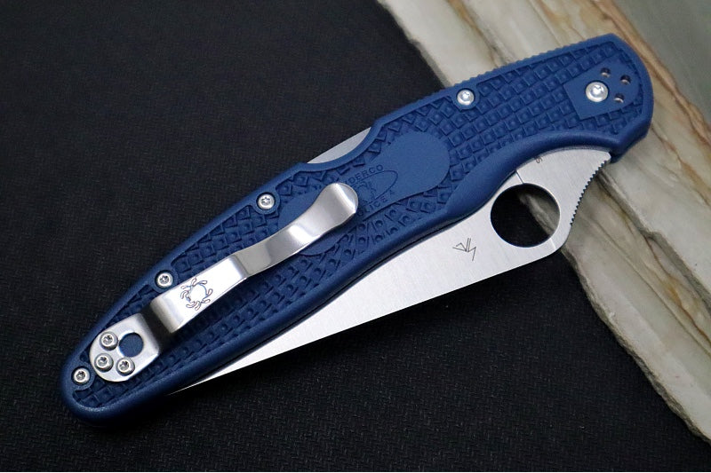 Spyderco Police 4 Lightweight Lockback - Blue Fiberglass Reinforced Nylon Handle / CPM-SPY27 Steel / Satin Finish C07PCBL4