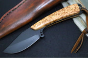 Emery Custom Knives Fixed Blade 4" - Amboyna Wood Handle / CPM-S35VN Blade / Hand-Stitched Brown Leather Sheath ZC00062547 - Northwest Knives