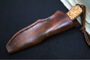 Emery Custom Knives Fixed Blade 4" - Amboyna Wood Handle / CPM-S35VN Blade / Hand-Stitched Brown Leather Sheath ZC00062547 - Northwest Knives
