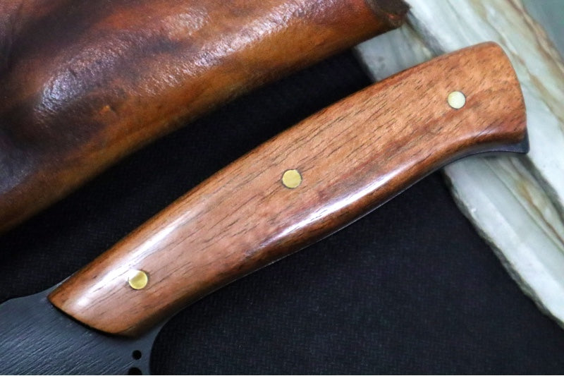 Emery Custom Knives Fixed Blade 4" - KOA Wood Handle / CPM-S35VN Blade / Hand-Stitched Brown Leather Sheath ZC00062544