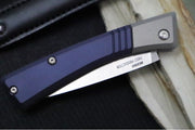 Benchmade 315 Successor - M390 Steel / Spearpoint Blade/ Satin Finish / Crater Blue Anodized Aluminum & Ash Grey Aluminum Bolsters - Northwest Knives