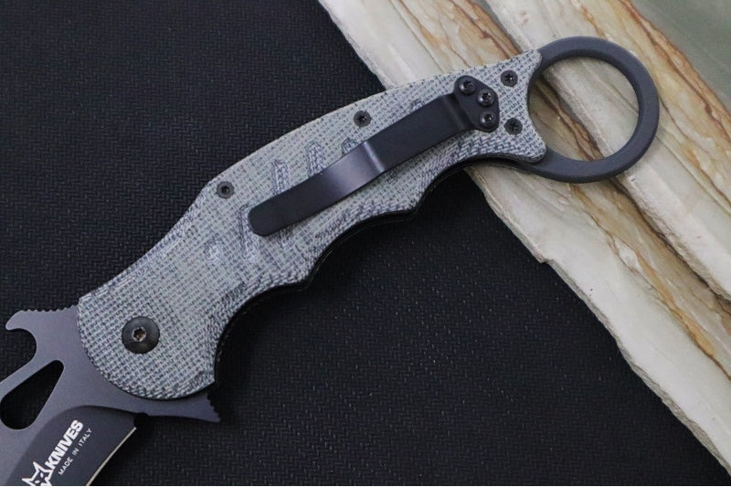 Fox Knives Karambit - Black Micarta Handle / N690Co Blade / Emerson Wave - 479MIB