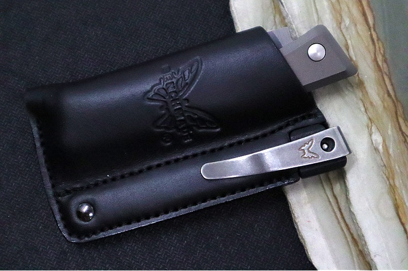 Benchmade 315 Successor - M390 Steel / Spearpoint Blade/ Satin Finish / Crater Blue Anodized Aluminum & Ash Grey Aluminum Bolsters