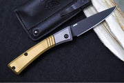 Benchmade 315BK-01 Successor - M390 Steel / Spearpoint Blade/ Black DLC Finish / Burnt Brass Anodized Aluminum & Ash Gray Aluminum Bolsters - Northwest Knives