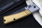 Benchmade 315BK-01 Successor - M390 Steel / Spearpoint Blade/ Black DLC Finish / Burnt Brass Anodized Aluminum & Ash Gray Aluminum Bolsters - Northwest Knives