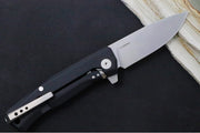 Lionsteel Myto Flipper - Stonewashed Drop Point Blade / M390 Steel / Black Anodized Aluminum Handle MT01ABS - Northwest Knives