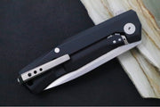 Lionsteel Myto Flipper - Stonewashed Drop Point Blade / M390 Steel / Black Anodized Aluminum Handle MT01ABS - Northwest Knives