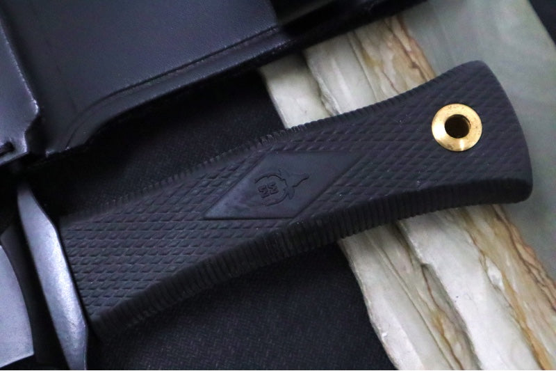 Muela Knives SCORPION-18N Fixed Blade - Black Rubber Handle / Black 440C Stainless Clip Point Blade with Serrations / Black Leather Sheath