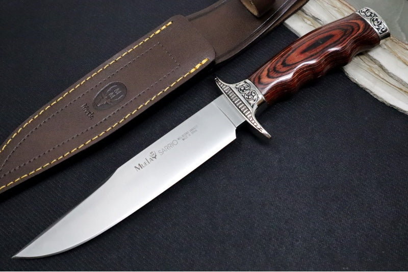 Muela Knives SARRIO-19R Fixed Blade - Pakkawood Handle / Satin X50CrMoV15 Stainless Bowie Blade / Leather Sheath