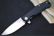 Lionsteel Myto Flipper - Stonewashed Drop Point Blade / M390 Steel / Black Anodized Aluminum Handle MT01ABS - Northwest Knives