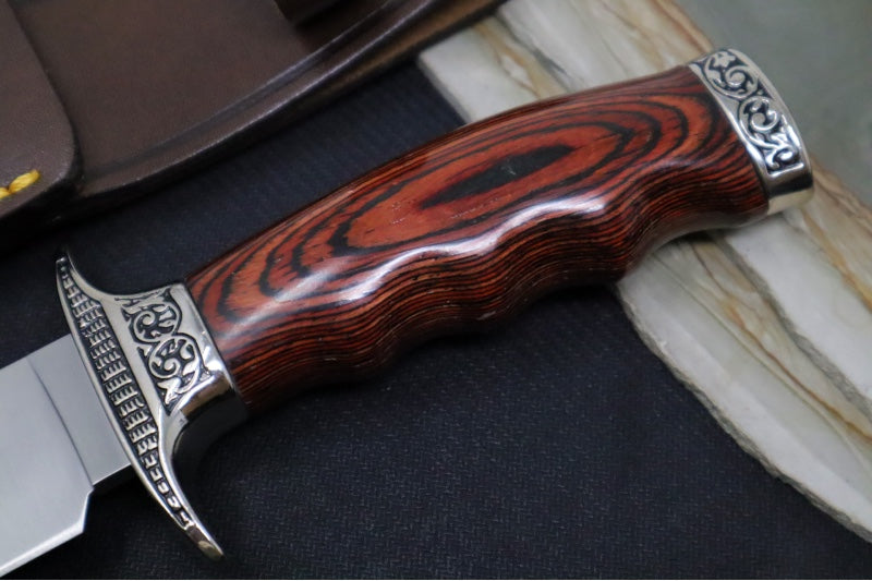 Muela Knives SARRIO-19R Fixed Blade - Pakkawood Handle / Satin X50CrMoV15 Stainless Bowie Blade / Leather Sheath