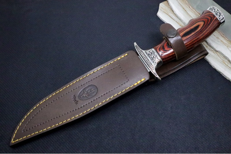 Muela Knives SARRIO-19R Fixed Blade - Pakkawood Handle / Satin X50CrMoV15 Stainless Bowie Blade / Leather Sheath