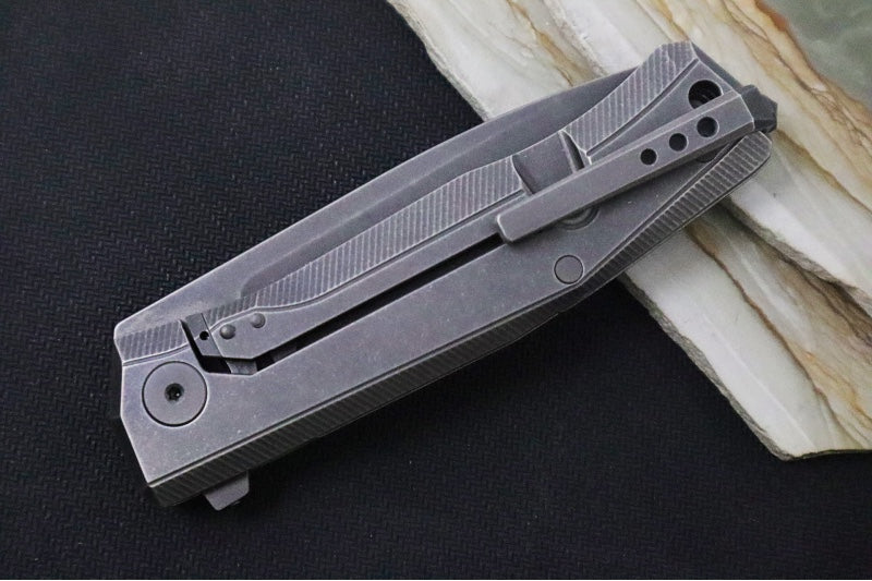 Lionsteel Myto Flipper - Black Stonewashed Finish /  Drop Point Blade / M390 Steel / Black Stonewashed Anodized Aluminum Handle MT01BBW