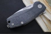 Lionsteel Nano Flipper - Stonewashed Finish / Drop Point Blade / M390 Steel / Black Canvas Micarta Handle NA01CVB - Northwest Knives
