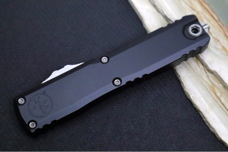 Microtech Ultratech Gen IV OTF - Stonewash Finish / Dagger Blade / Black Anodized Aluminum Handle 11224-10
