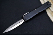 Microtech Ultratech Gen IV OTF - Stonewash Finish / Fully Serrated Dagger Blade / Black Anodized Aluminum Handle 11224-12 - Northwest Knives
