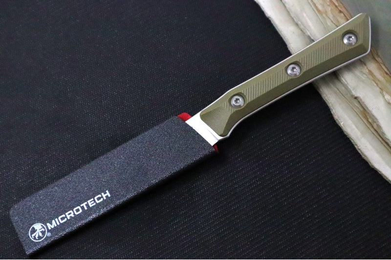 Microtech Paring Knife - M390MK Steel / Stonewashed Finish / OD Green G-10 Handle 3500-10OD - Northwest Knives